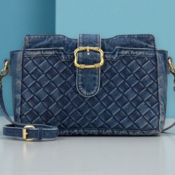 Patricia Nash Washed Woven Denim Verenetta Crossbody - New - Picture 1 of 7